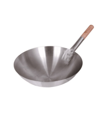 Tubular Wooden Handle Stainless Wok